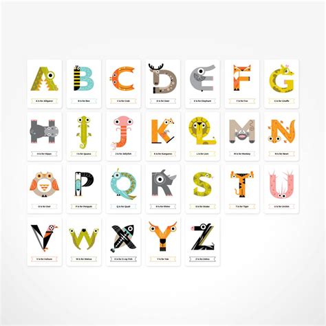 Educational Animal Alphabet Flash Cards By The Jam Tart