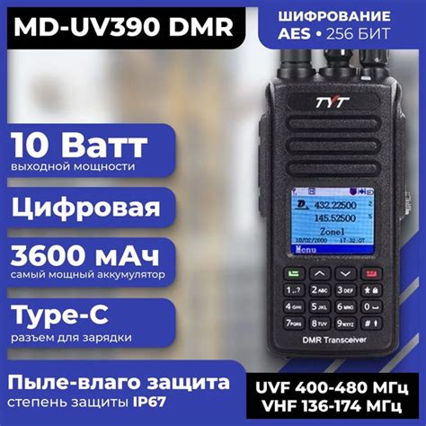 Портативная рация Teyitong MDUV390 PLUS с шифрованием AES256 высокой ...