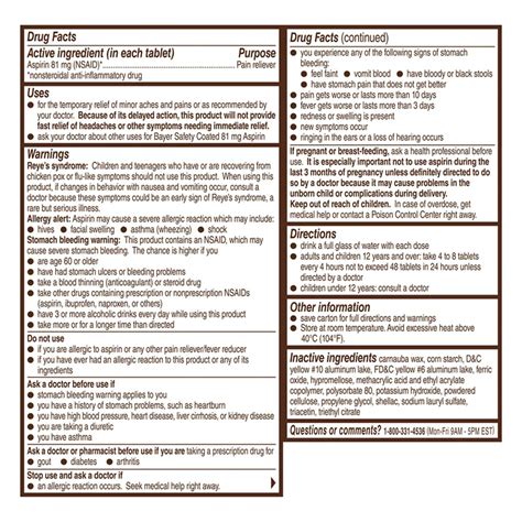 Bayer Low Dose Aspirin Pain Relief Enteric Coated Tablets, 81mg - 200 ct