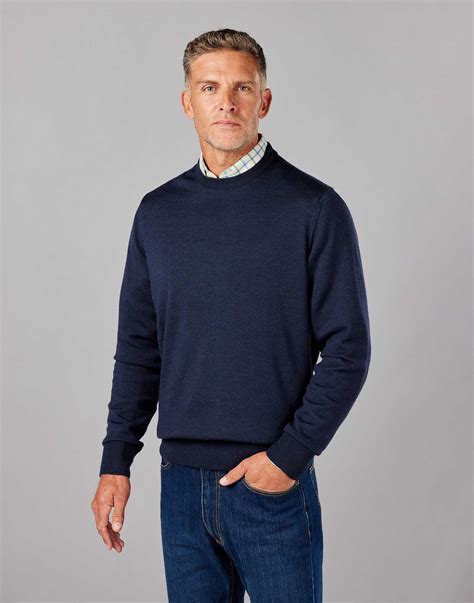 Merino Crew Neck Jumper - Navy