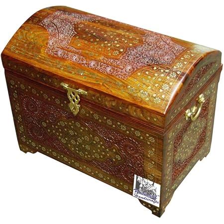 Buy National Handicrafts Top Round Box Sandook Chest All Wood 36 ...
