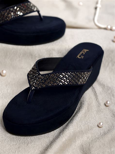 Buy Now,Women Navy Embellished Wedge Heel