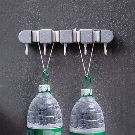 1pc 4-Slot 5-Hook Wall Mounted Mop & Broom Holder, Multi-Functional ...