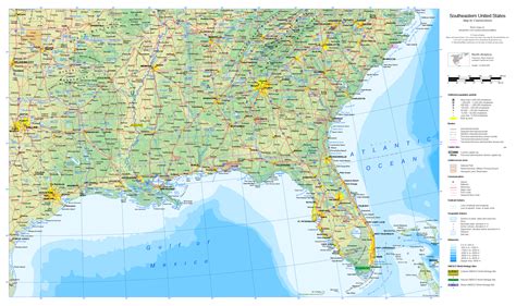 [OC] A detailed map of the Southeastern United States, including main ...