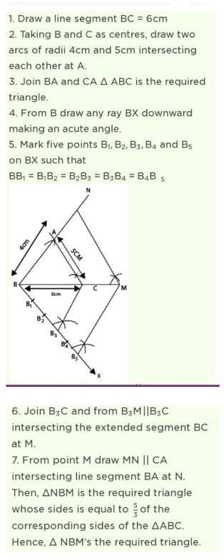6. Construct a triangle ABC in which BC = 6 cm, CA =5 cm and AB = 4 cm ...