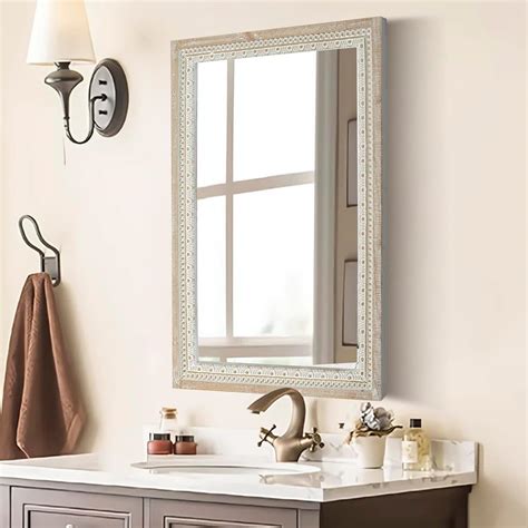 Amazon.com: Reflinto Wooden Rectangle Bathroom Mirrors for Over Sink ...