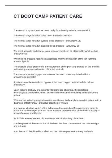 CT BOOT CAMP PATIENT CARE QUESTIONS WITH CORRECT ANSWERS - CT BOOTCAMP ...