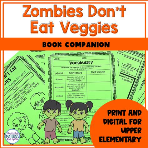 Zombies Don't Eat Veggies Book Companion | Made By Teachers