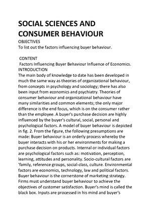 Introduction TO Consumer Behaviour - INTRODUCTION TO CONSUMER BEHAVIOUR ...