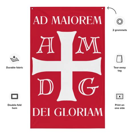 Ad maiorem Dei gloriam Christian Flag Red With Catholic Cross - Xreborn USA