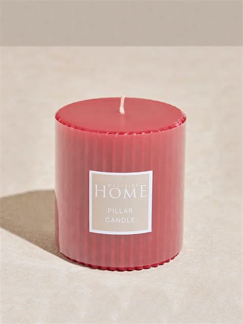 Buy Westside Home Red Ribbed Textured Pillar Candle from Westside