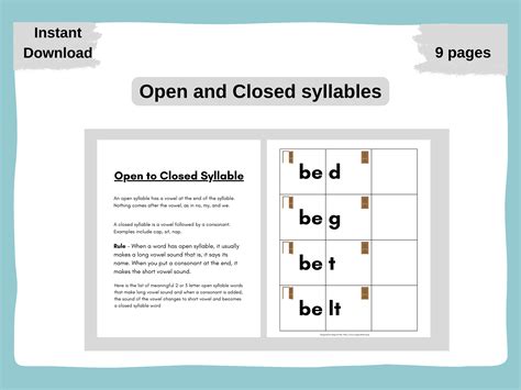 Open Syllable Words Worksheets