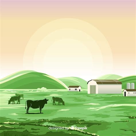 Paisagem de fazenda plana | Vetor Grátis