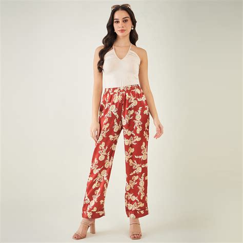 Red Baroque Print Pants – First Resort by Ramola Bachchan
