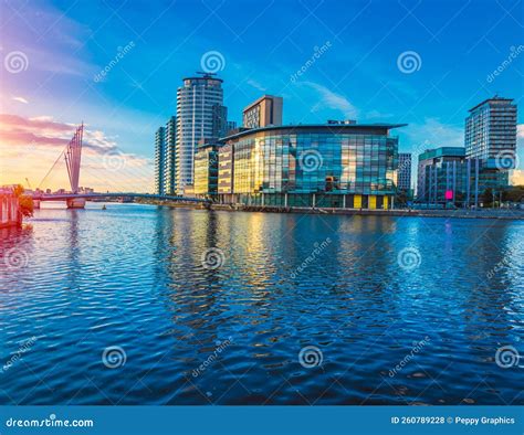 Salford Quays, Manchester, UK Stock Photo - Image of city, light: 260789228