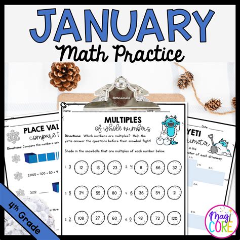 Month of January Math Practice - 4th Grade - Worksheets Library