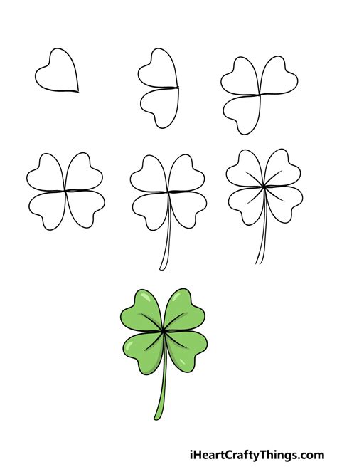 Four-Leaf Clover Drawing - How To Draw A Four-Leaf Clover Step By Step