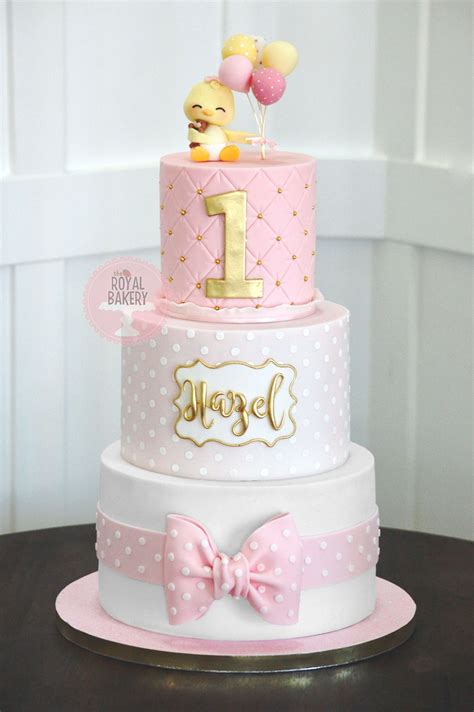 Pink 1st Birthday Cake | Baby girl birthday cake, Girls first birthday ...