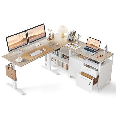 FEZIBO 66 Inch Executive L Shaped Standing Desk