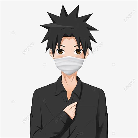 Mask Use Clipart Transparent PNG Hd, Black Shirt Use Mask Anime ...