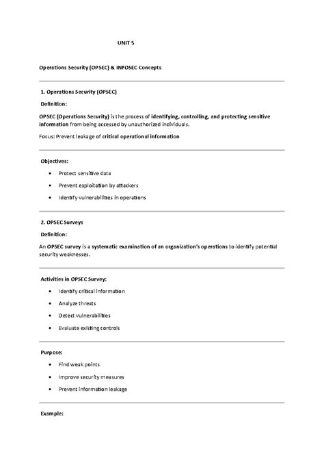 Security Assessment & Risk Analysis (UNIT 5): OPSEC & INFOSEC Concepts ...