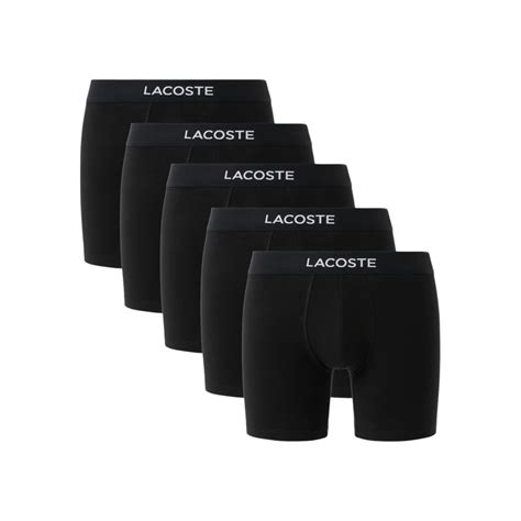 Lacoste Mens Cotton Stretch Essentials Boxer Briefs, 5-Pack, Black with ...