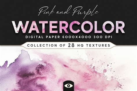 Pink and Purple Watercolor Texture Pack on Yellow Images Creative Store ...