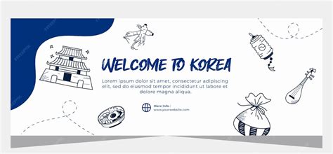 Hand drawn south korean template banner design | Premium Vector
