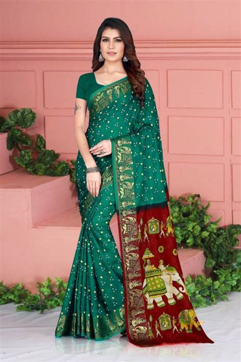 Hathi Pallu Art Silk Bandhani Saree Collection :textileexport