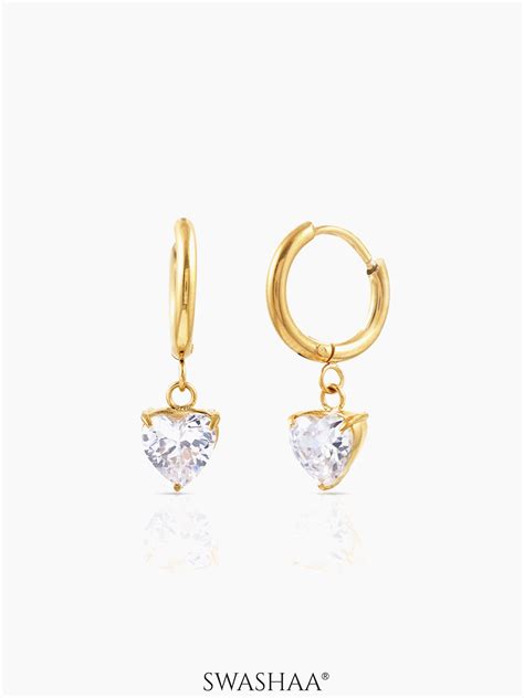 Buy Vera Solitaire 18K Gold Plated Hoop Earrings - Women's Earrings ...