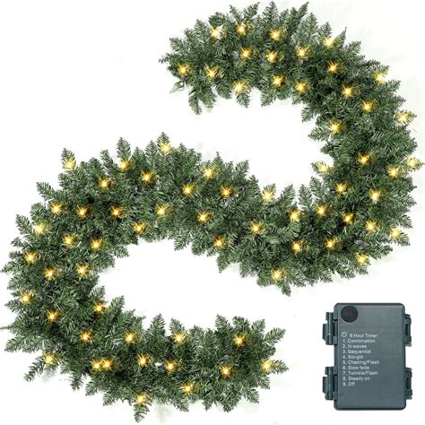 Amazon.com: ENVEN 9FT Prelit Christmas Garland Artificial PE Mixed Pine ...