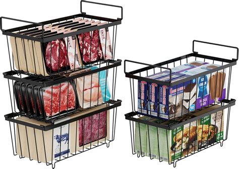iSPECLE Freezer Baskets - 5 Pack Stackable Freezer Bins for 7 Cu.Ft ...