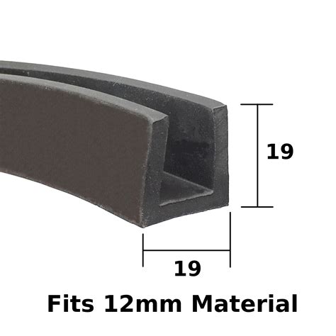 Large 12mm Rubber U-Channel Trim Seal - edgetrims.co.uk