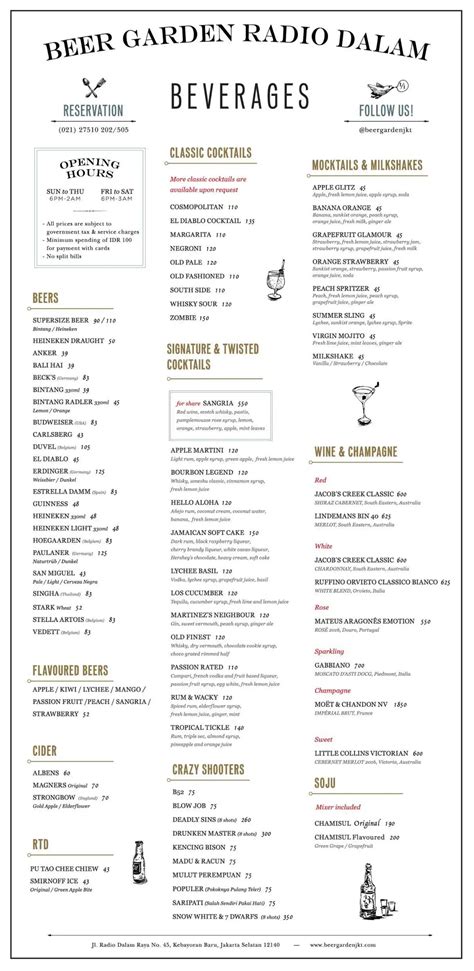 Nick's Beer Garden Menu at Brianna Macmahon blog