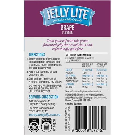 Aeroplane Jelly Lite Grape Flavour Low Calorie Jelly Crystals 2x9g ...