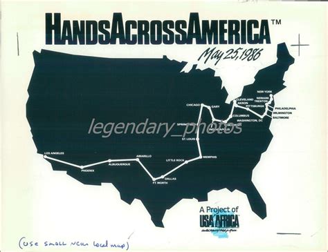 1986 Hands Across America Map with Cities Original News Service Photo ...