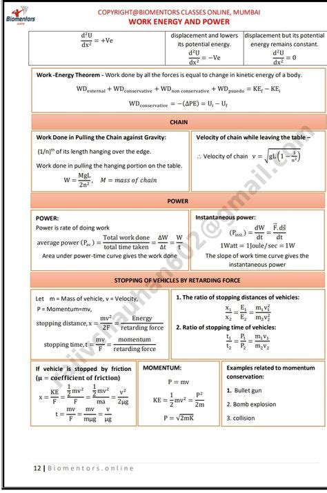 Image result for Work Power and Energy Formula Worksheet