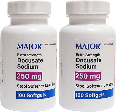 Amazon.com: MAJOR Docusate Sodium 250 mg, Extra Strength Stool Softener Laxative for Occasional ...
