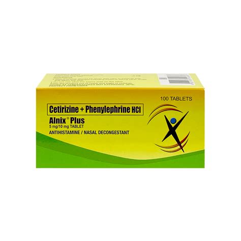 ALNIX PLUS Cetirizine Dihydrochloride / Phenylephrine Hydrochloride 5mg / 10mg Film-Coated ...