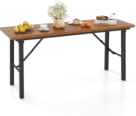 Amazon.com : Tangkula 59" Narrow Outdoor Dining Table for 4-6, No ...