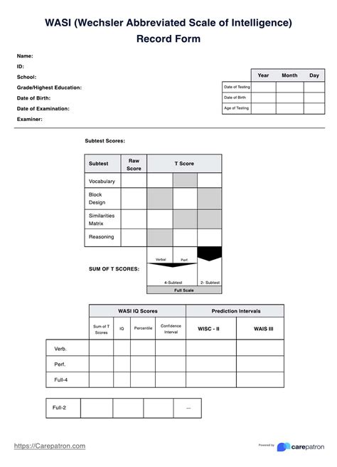 Wechsler Abbreviated Scale of Intelligence (WASI) & Example | Free PDF Download