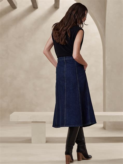 Pia Denim Midi Skirt | Banana Republic