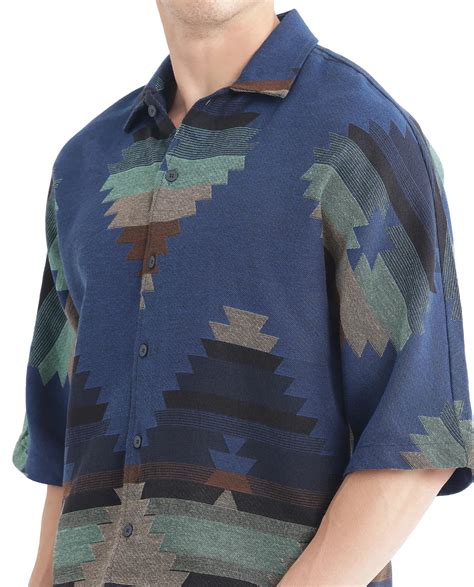 Rare Rabbit Men's Azlo Dark Navy Cotton Fabric Short Sleeve Regular Co