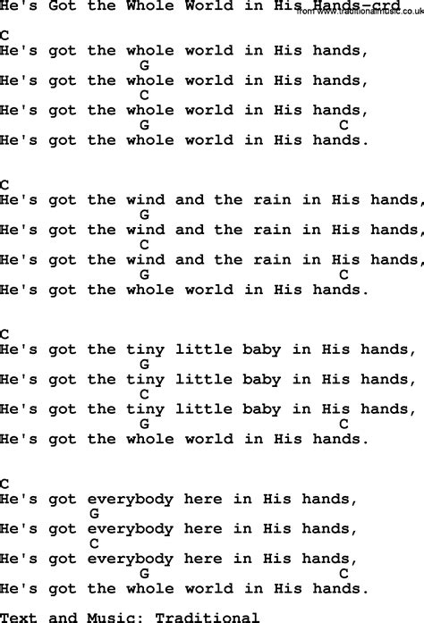 Top 500 Hymn: He's Got The Whole World In His Hands - lyrics, chords ...