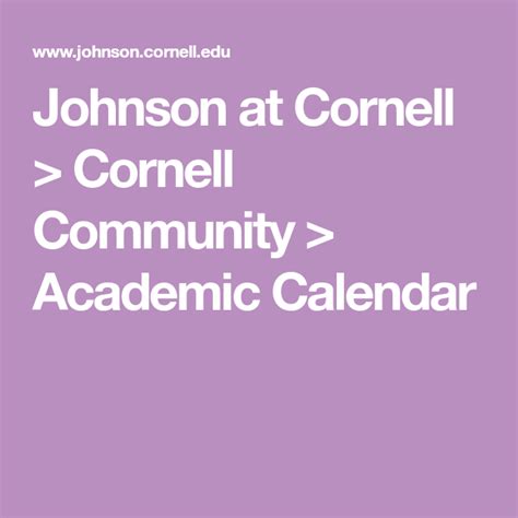 Cornell Johnson Academic Calendar - Preschool Calendar Printable