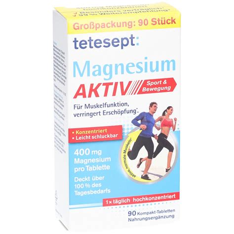 Tetesept Magnesium 400 aktiv – Hochdosierte Magnesiumtabletten 90 St - Shop Apotheke