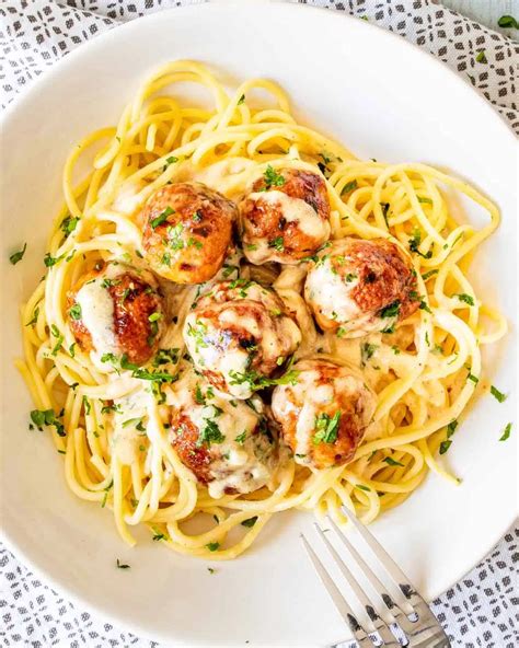 Chicken Meatballs Alfredo - Craving Home Cooked