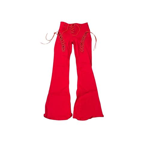 engine red flared jeans from edikted worn once size... - Depop