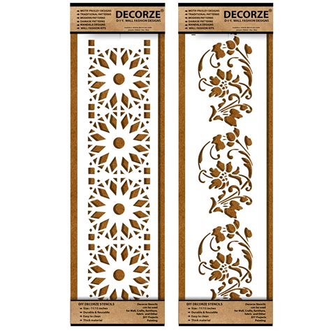 DECORZE Border Stencils for DIY Home Decor | Floral, Pattern & Wall ...