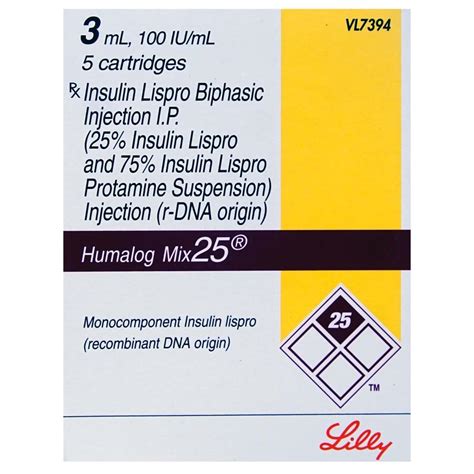 Humalog Mix 25 100IU/ml - Cartridge of 5x3ml Injection : Amazon.in ...